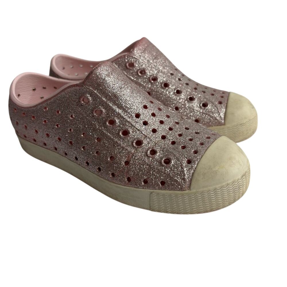 Native Jefferson Pink Sparkle Slip On Sandals Child Size 13